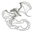 dragon flying through clouds tattoo design idea