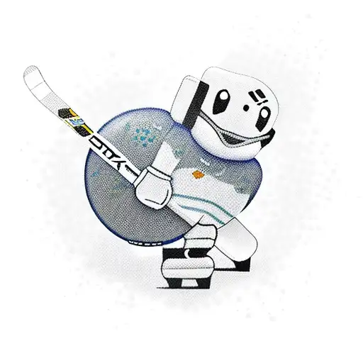 rubber duck plying hockey  tattoo design idea