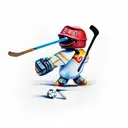 rubber duck plying hockey  tattoo design idea