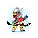 rubber duck plying hockey  tattoo design idea