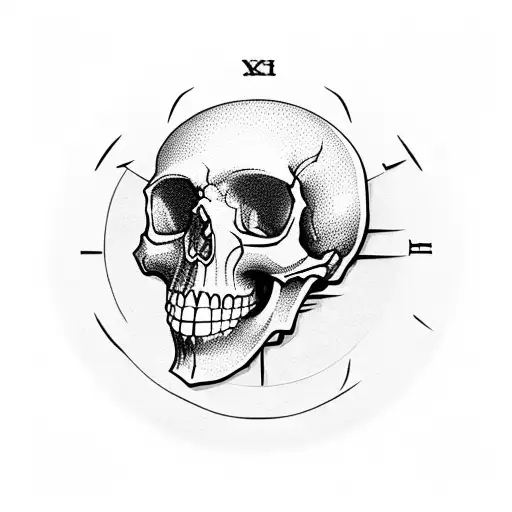 skull in sand clock tattoo design idea