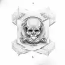 skull in sand clock tattoo design idea