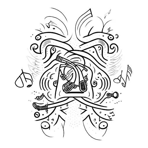 A tattoo design that combines elements of medicine and music tattoo design idea