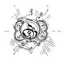 A tattoo design that combines elements of medicine and music tattoo design idea