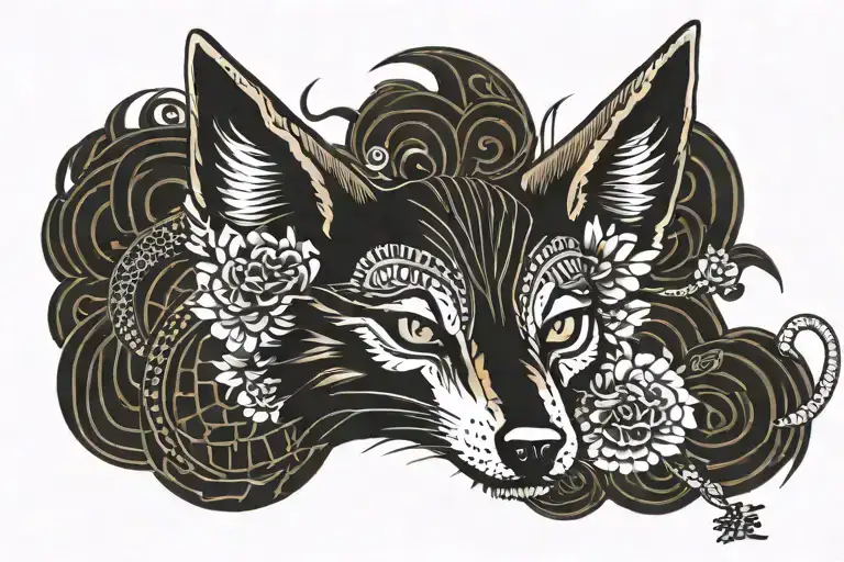 jackal with pharao mask tattoo design idea