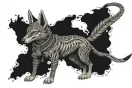 one jackal full body with pharao mask split in half tattoo design idea