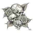 2006 Dice and Skull with Roses tattoo design idea