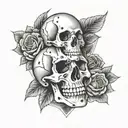 2006 Dice and Skull with Roses tattoo design idea