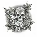 2006 Dice and Skull with Roses tattoo design idea