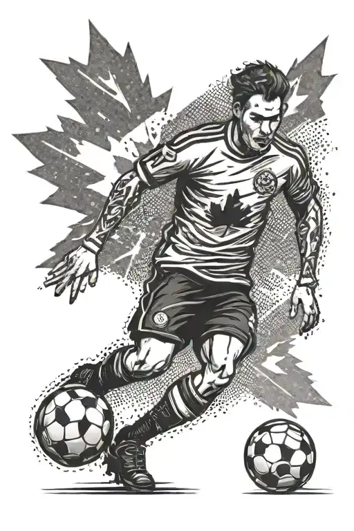 soccer with the name MacKinnon and Canada flag tattoo design idea