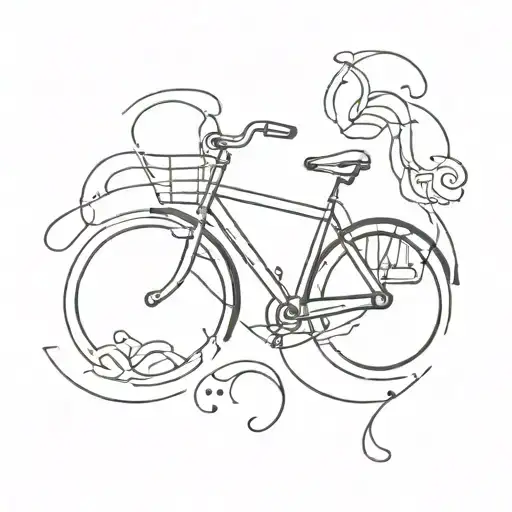 An abstract tattoo combining the shape of a bike with the winding canals of Amsterdam tattoo design idea