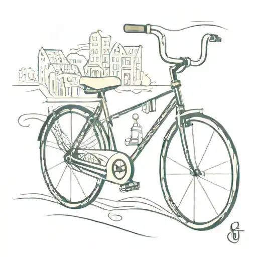 An abstract tattoo combining the shape of a bike with the winding canals of the city of Amsterdam, during kings day tattoo design idea