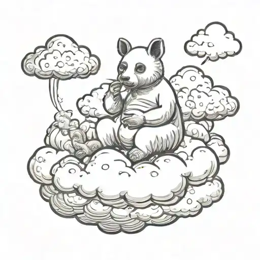 Any animal sitting on the cloud and smoking  tattoo design idea