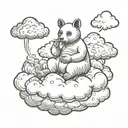 Any animal sitting on the cloud and smoking  tattoo design idea