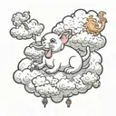 Any animal sitting on the cloud and smoking  tattoo design idea