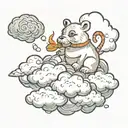 Any animal sitting on the cloud and smoking  tattoo design idea