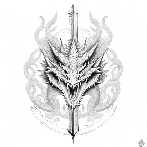 Dragon wrapped around a sword  tattoo design idea