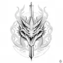 Dragon wrapped around a sword  tattoo design idea