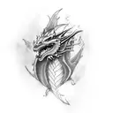 Dragon wrapped around a sword  tattoo design idea