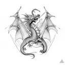 Dragon wrapped around a sword  tattoo design idea