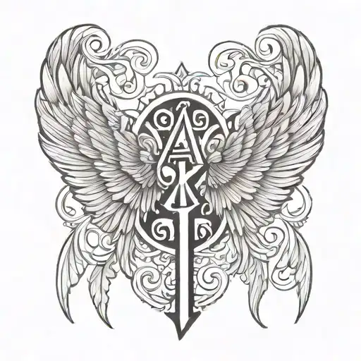 August 12 2022 in roman numerals under angel wings tattoo design idea