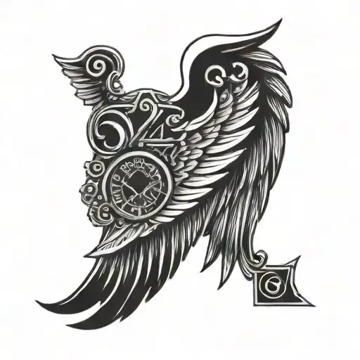 August 12 2022 in roman numerals with Angel wings  tattoo design idea