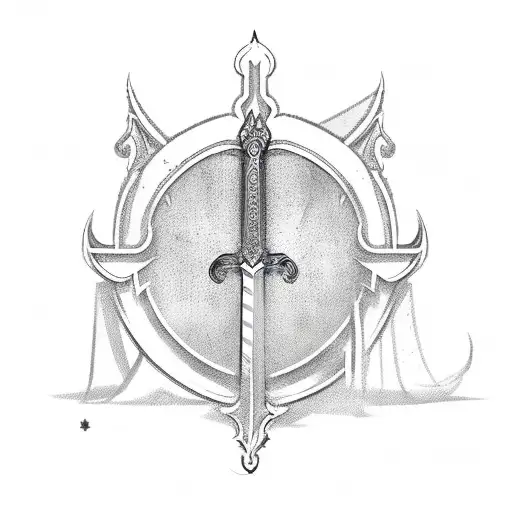 sword with persian text tattoo design idea