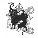A celestial-inspired tattoo featuring the zodiac signs Taurus and Leo intertwined in a cosmic design tattoo design idea