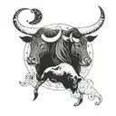 A celestial-inspired tattoo featuring the zodiac signs Taurus and Leo intertwined in a cosmic design tattoo design idea