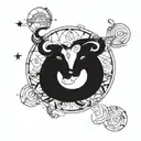 A celestial-inspired tattoo featuring the zodiac signs Taurus and Leo intertwined in a cosmic design tattoo design idea