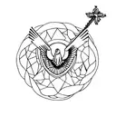 minimalist stoic cross cardinal virtues tattoo design idea