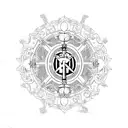 minimalist stoic cross cardinal virtues tattoo design idea