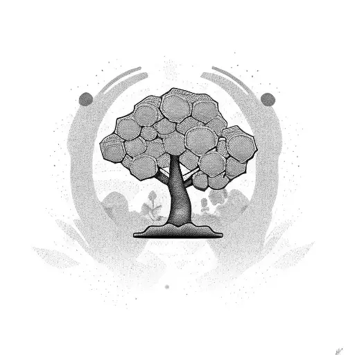 Money tree with dog silhouette tattoo design idea