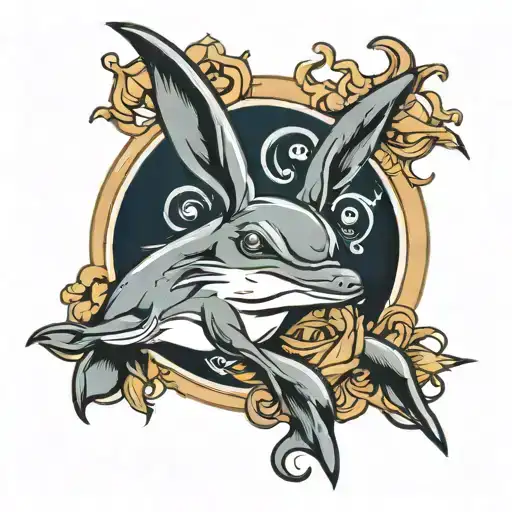 playboy bunny and dolphins tattoo design idea