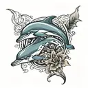 playboy and dolphins tattoo design idea