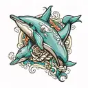 playboy and dolphins tattoo design idea