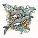 playboy and dolphins tattoo design idea