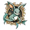 playboy bunny and dolphins tattoo design idea