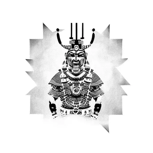 Aztec warrior with tiger  tattoo design idea
