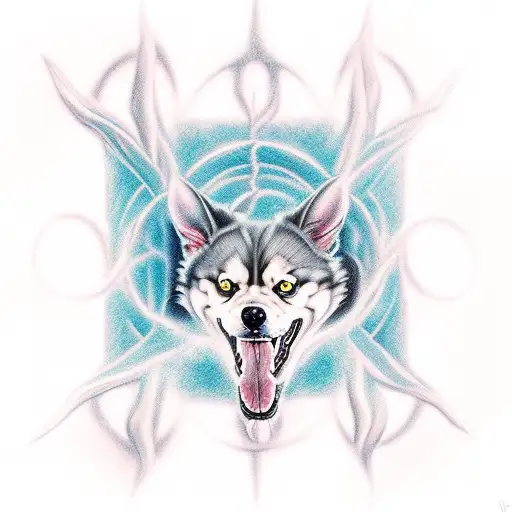 cerberus in front of the gate of hell tattoo design idea