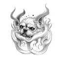 cerberus in front of the gate of hell tattoo design idea