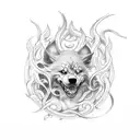 cerberus in front of the gate of hell tattoo design idea
