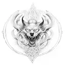 cerberus in front of the gate of hell tattoo design idea