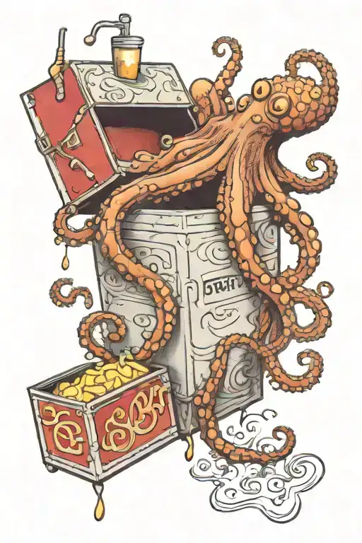  octopus climbing out of jack in the box tattoo design idea