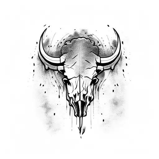 Buffalo skull tattoo design idea