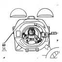 A minimalist depiction of an astronaut practicing physical fitness in zero gravity tattoo design idea