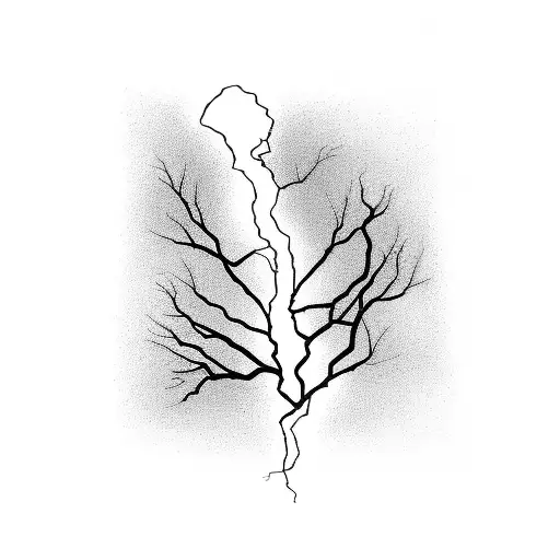 A bike silhouette with lightning bolts surrounding it tattoo design idea