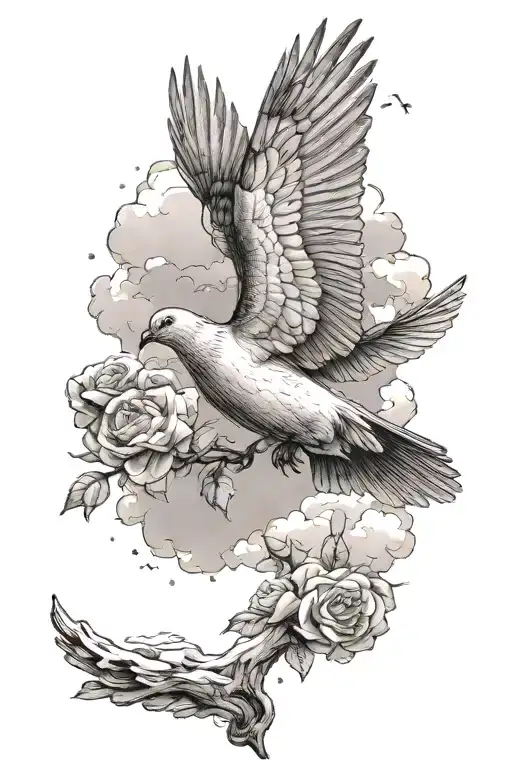 Sky with dove bird flying a date 7 10 2019  tattoo design idea