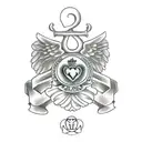 claddagh symbol wine bottle tattoo design idea