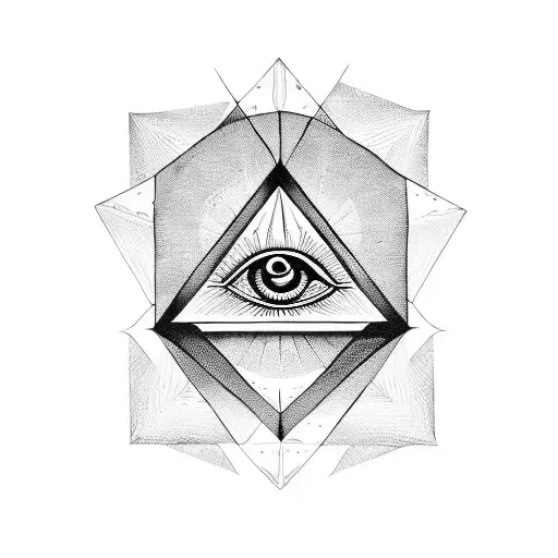 All Seeing Eye with geometric limes tattoo design idea